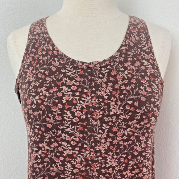 Vintage Y2K Tank Top American Eagle Outfitter Small Brown Calico Print Knit Boho - Picture 2 of 10